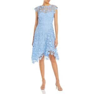 Eliza J Lace Dress Women's 4 Baby Blue Asymmetric Hem